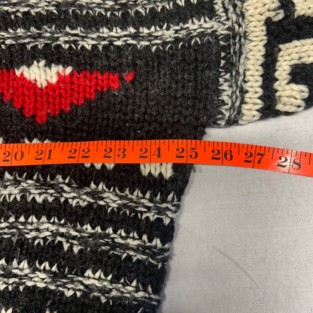 Flexible Vintage Chunky Knit Geometric Tribal Sweater Black Red White Mens M - Picture 5 of 7
